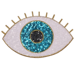 Eye Sequined Iron on Applique Patch,Paillette Patch,Sequins Eye Patch Supplies for Coat,T-Shirt,Costume Decorative Patches