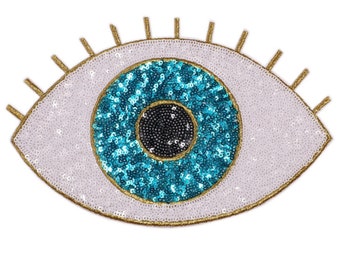 Eye Sequined Iron on Applique Patch,Paillette Patch,Sequins Eye Patch Supplies for Coat,T-Shirt,Costume Decorative Patches