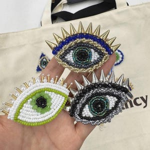 Delicate Embroidery Beaded Eye Applique Patch,Rhinestone Eye Patch Supplies for Coat,T-Shirt,Costume Decorative Applique Patches