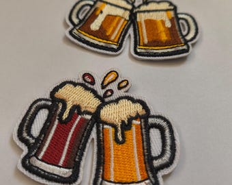 2 parches bordados termoadhesivos de cerveza, parches bordados de cerveza para camisetas y vaqueros.