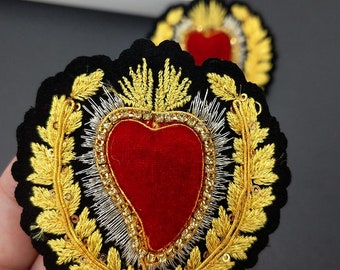 Dreams Gold Fancy Heart Embroidered Iron On Patch Appliqué Dreams Gold Fancy Heart Embroidered Iron On Patch Appliqué