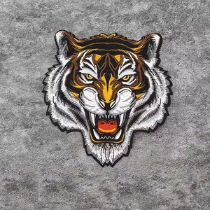 Tiger Embroidery Applique Patch,Embroidered Tiger Head Patch Supplies for Coat,T-Shirt,Jeans,Decorative Appliques Patches