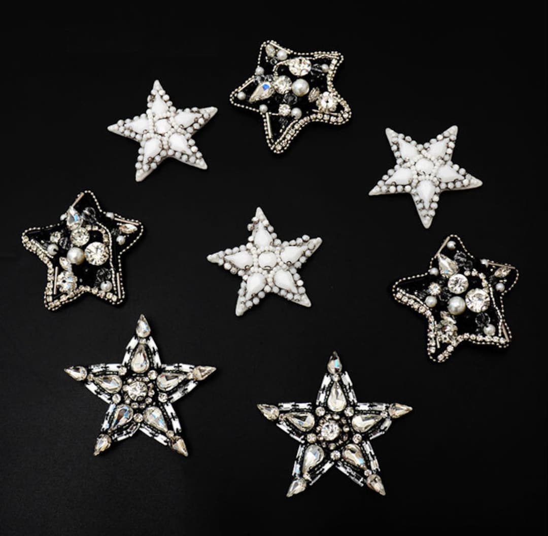 Delicate Embroidery Beaded Star Applique Patch,beaded Diamond Star