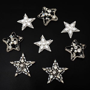 Delicate Embroidery Beaded Star Applique Patch,Beaded Diamond Star Patch Supplies for Coat,T-Shirt,Costume Decorative Applique Patches