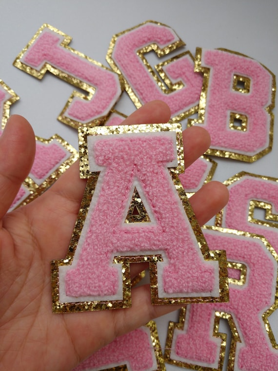 Pink Embroidered Iron on Letters Applique Patch,iron on Name Letters Patch  for T-shirt or Coat,decoration Embroidery Iron on Patches 