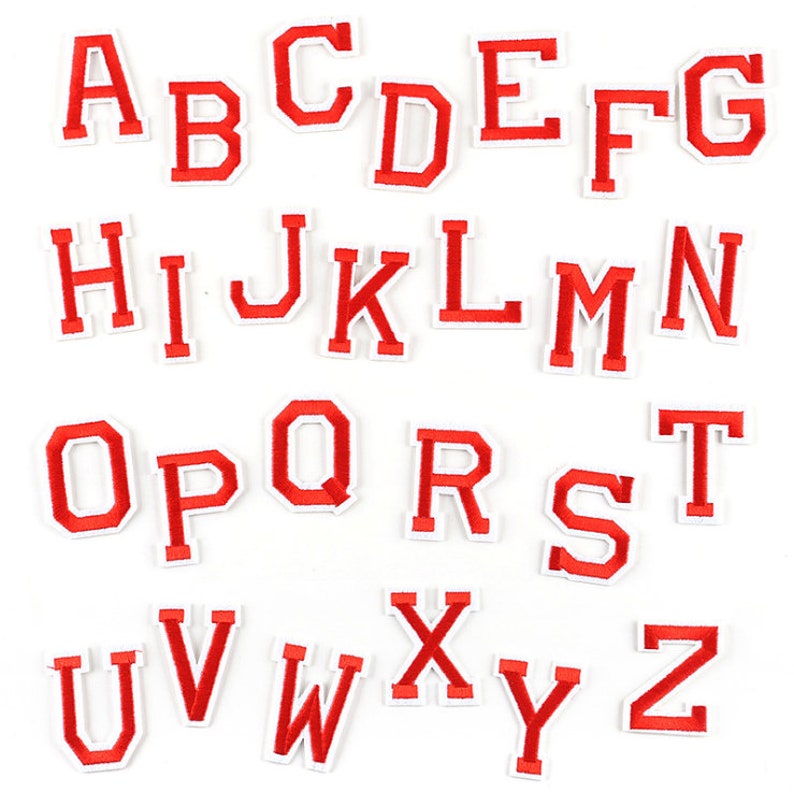 Red Embroidered Iron on Letters Applique Patchiron on Name - Etsy