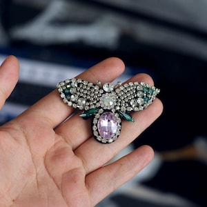 Butterfly Embroidery Rhinestone Applique Patch,Beaded Butterfly Patch Supplies for Coat,T-Shirt,Costume Decorative Applique Patches