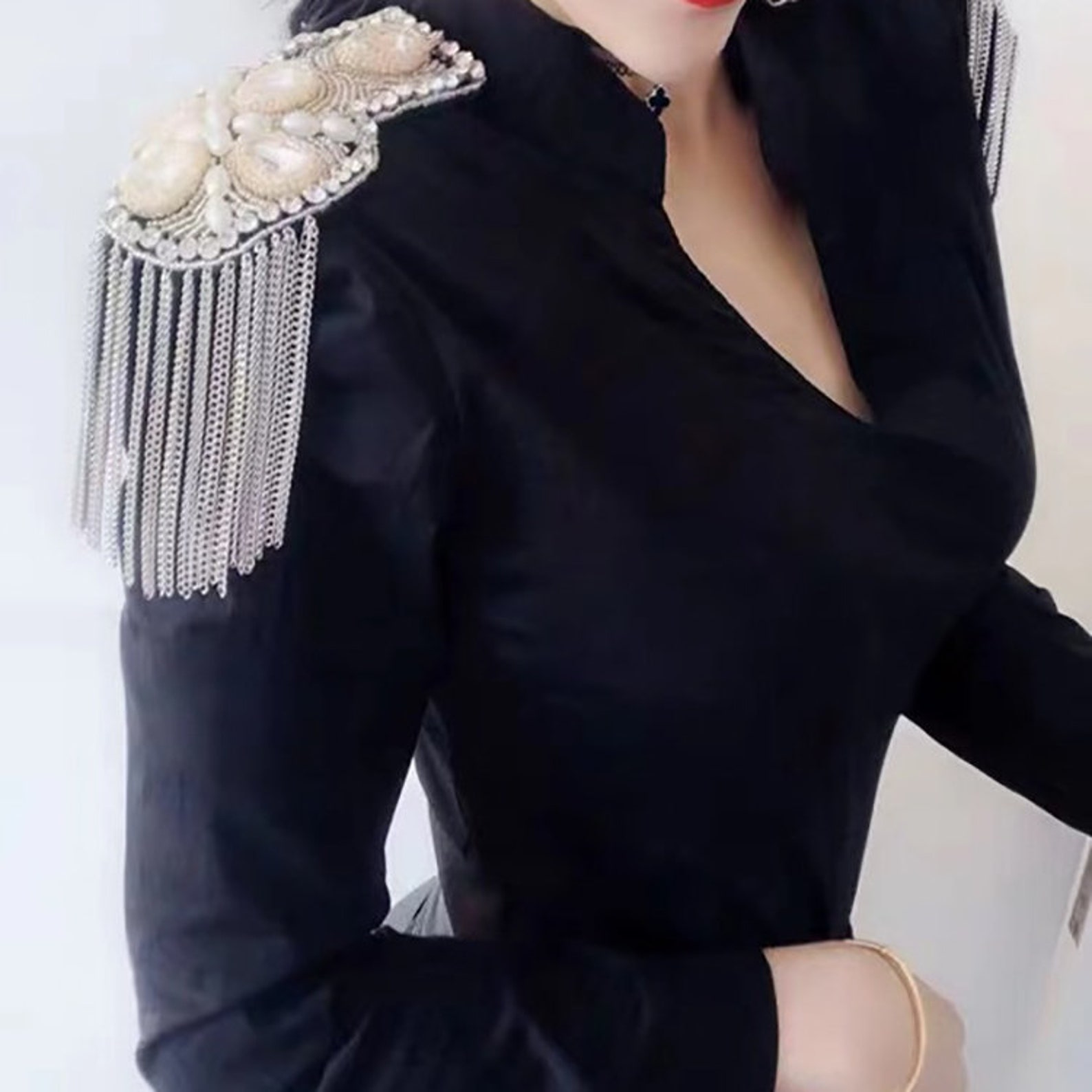 A Pair of Long Tassels Epaulethandmade Shoulder Padstuds Etsy