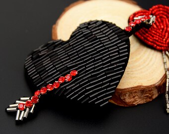 Heart Embroidery Beaded Sequined Applique Patch,Beaded Heart Patch Supplies for Coat,T-Shirt,Clothing Decorative Applique Patch