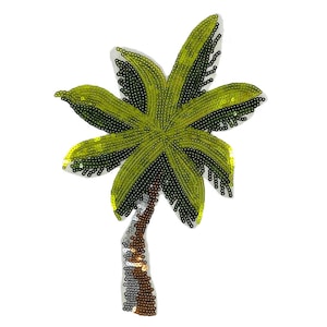 Large Coconut Tree Sequined Embroidery Applique Patch,Sequins Tree Patch Supplies for Coat,T-Shirt,Costume Decorative Appliques Patches