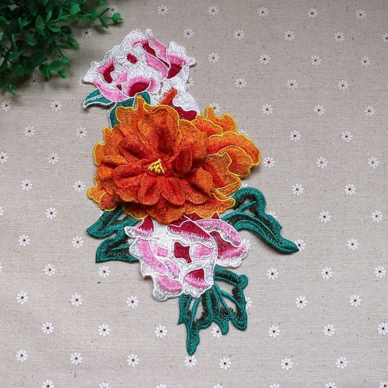 Delicate Embroidered 3D Flower Applique PatchVintage Floral Etsy