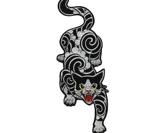 Large Cat Embroidered Applique Patch,Vintage Cat Patch for Clothing or Dress,Decorative Embroidery Appliques Patches