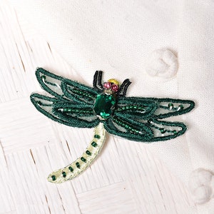 Delicate Dragonfly Sequined Beaded Applique Patch,Beaded Dragonfly Patch Supplies for Coat,T-Shirt,Costume Decorative Appliques Patches