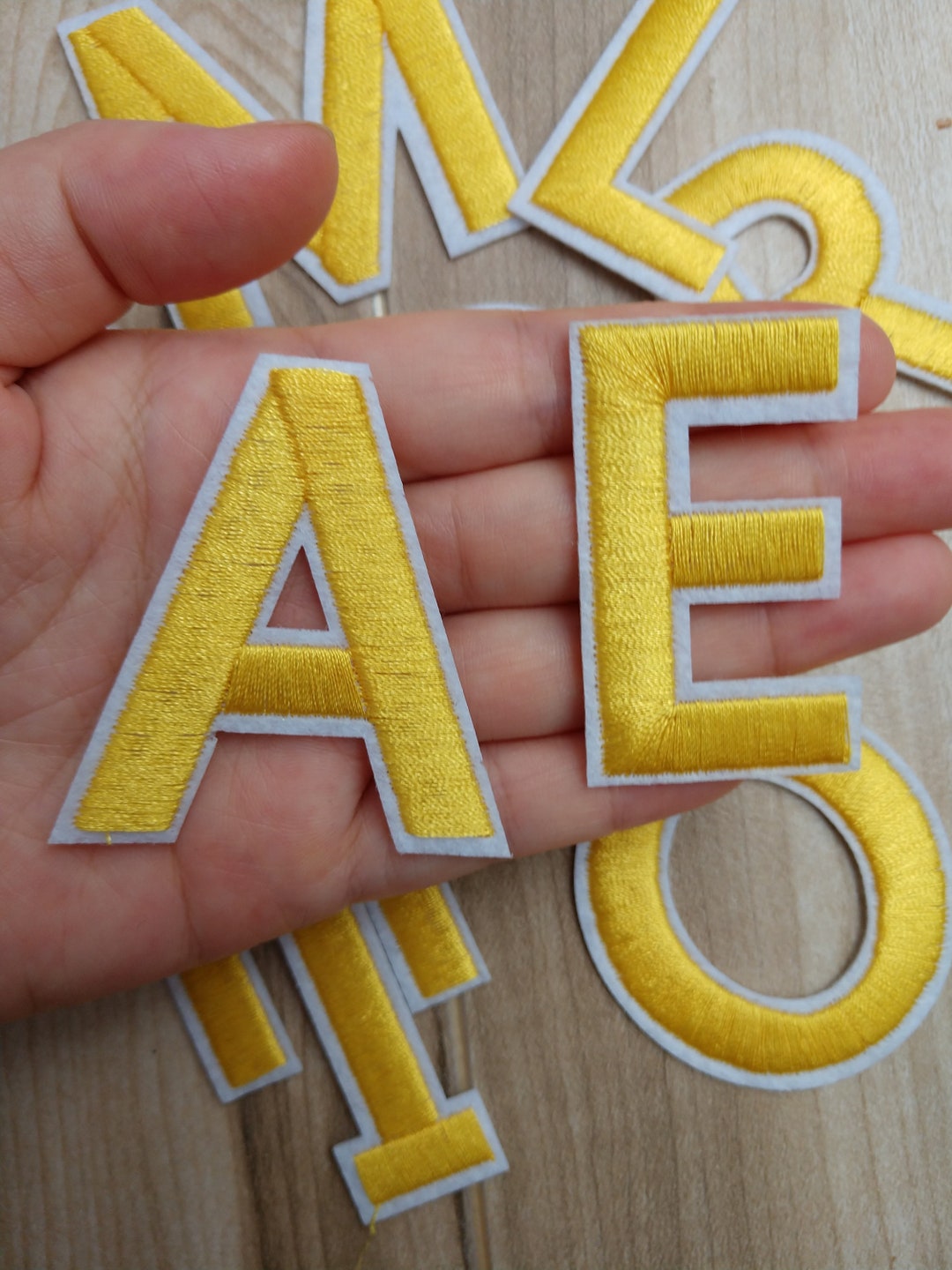 Gold Embroidered Iron on Letters Applique Patch,iron on Name Letters ...