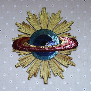 Universe Sequined Applique Patch,Paillette Patch,Sequins Earth Patch Supplies for Coat,T-Shirt,Costume Decorative Appliques Patches