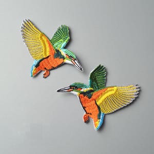 A Pair of Flying Bird Embroidered Iron On Applique Patch,Embroidery Birds Patch Supplies for Coat,T-Shirt,Costume Decorative Patches image 1