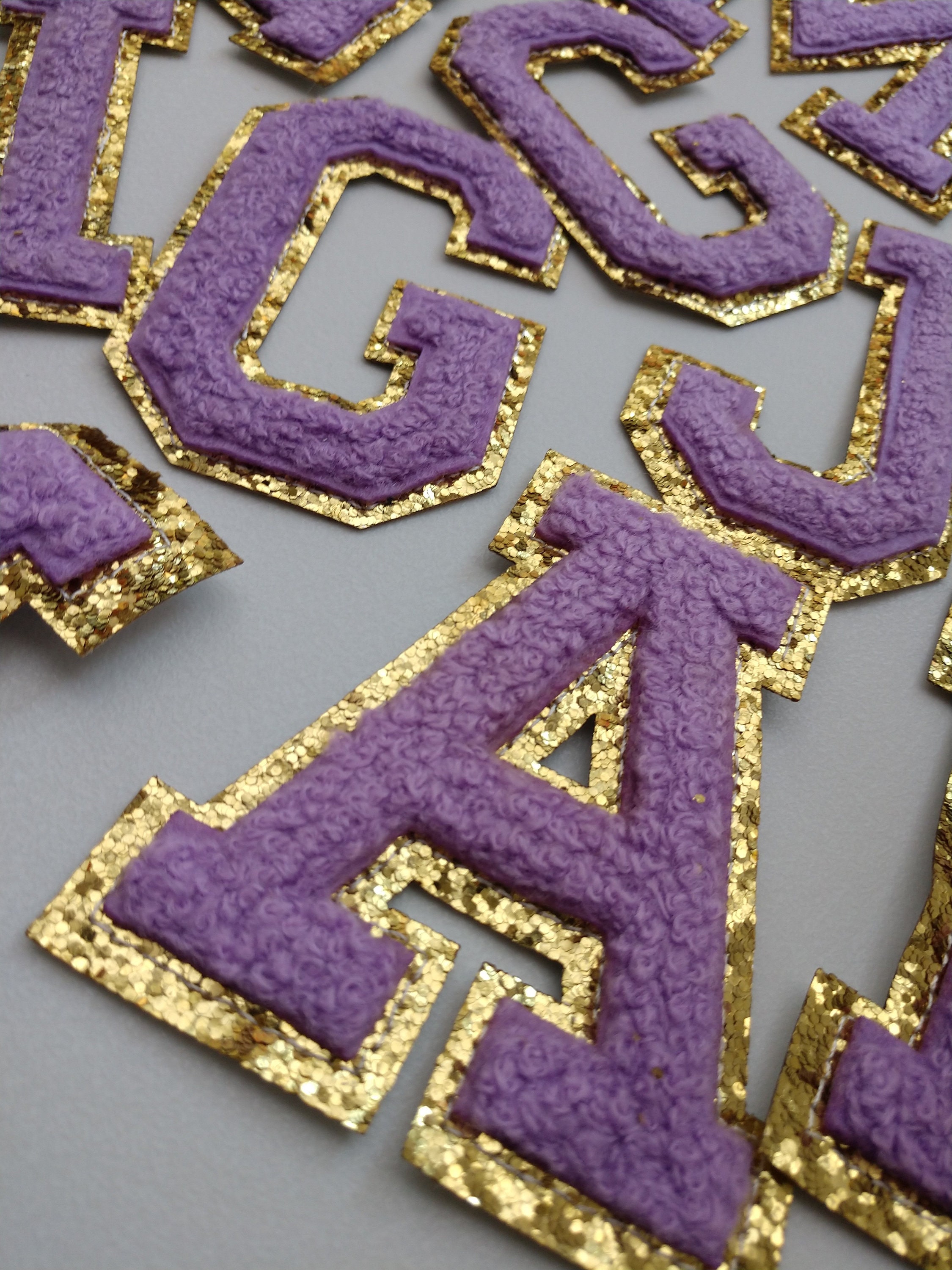 Purple Embroidered Letter Iron on Applique Patchembroidery - Etsy