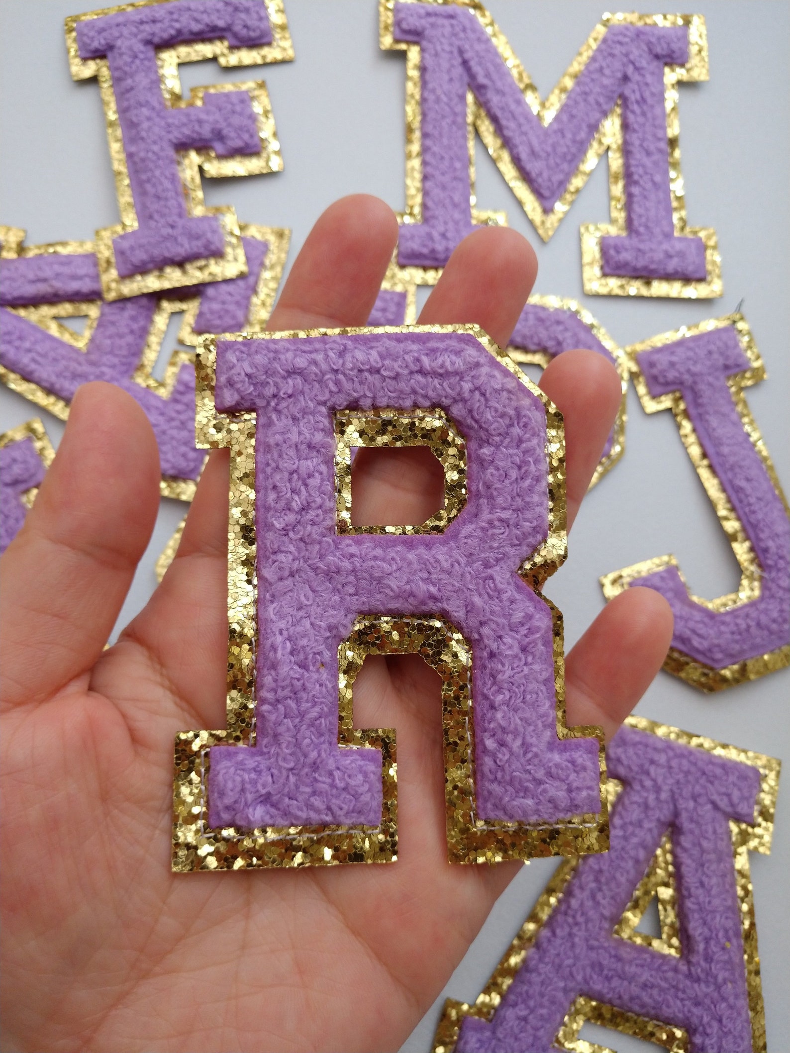 Purple Embroidered Letter Iron on Applique Patchembroidery Etsy