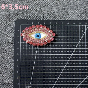 2 Pieces Embroidery Beaded Eye Sequined Applique Patch,Rhinestone Eyes Patch Supplies for Coat,T-Shirt,Costume Decorative Appliques Patch image 3