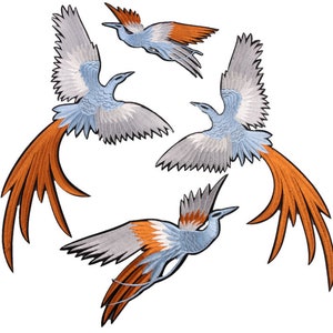 4 Pieces Embroidered Flying Crane Iron On Applique Patch,Vintage Birds Patch for Clothing or Dress Decoration Embroidery Appliques Patches