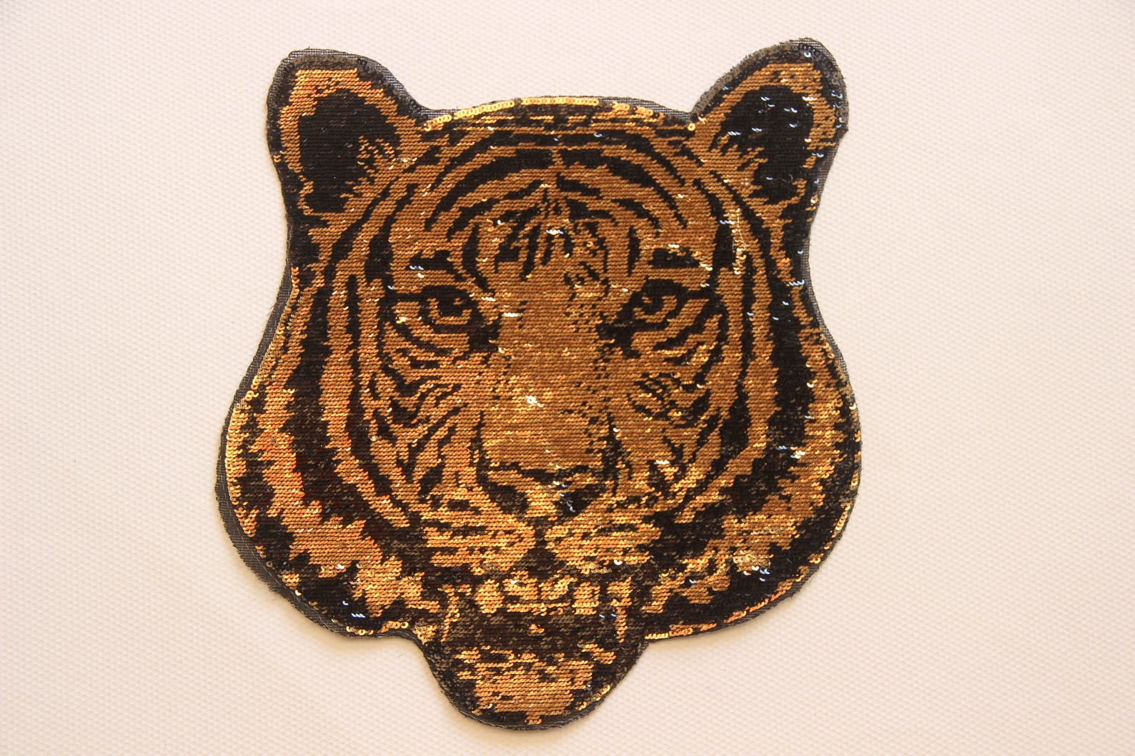 Gold Tiger Head Sequined Applique Patchpaillette Etsy
