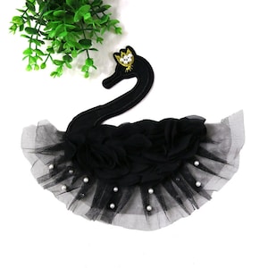 Black or Pink Swan Embroidered Applique Patch,Embroidery Swan Patch for Clothing or T-shirt,Decorative Embroidery Appliques Patches