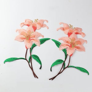 Par de parches bordados florales rosas, parches florales vintage para ropa o vestidos, apliques bordados decorativos (6 colores)