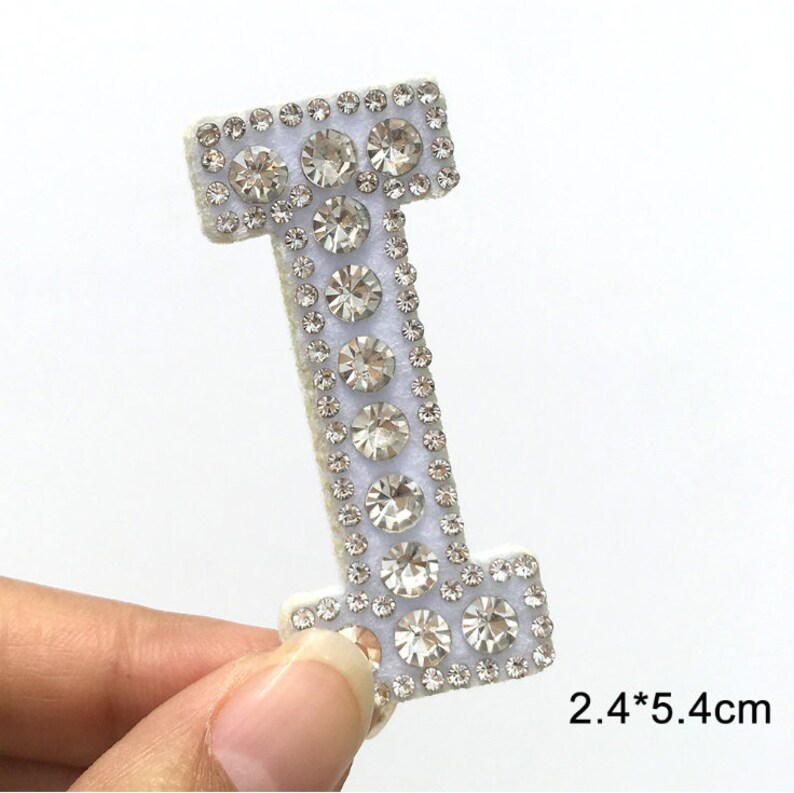 White Diamond and Rhinestone Letters Iron on Applique Etsy
