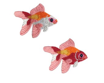 Cute Goldfish Embroidered Iron On Patch,Embroidery Fishes Patches for T-shirt,Coat or Jeans,Decorative Embroidery Iron On Patches