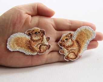 A Pair squirrels Embroidery Iron On Applique Patch,Embroideried Patch Supplies for Coat,T-Shirt,Jeans,Decorative Iron on Patches