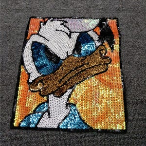 Grote Donald Duck appliqué met lovertjes, cartoon patch pailletten benodigdheden voor jas, T-shirt, kostuumdecoratie appliqués patches