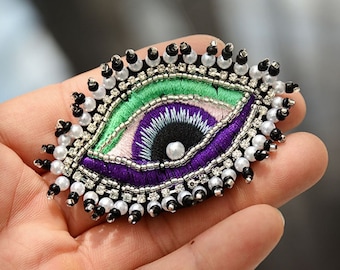 Delicate Eye Embroidery Rhinestone Sequined Applique Patch,Beaded Eye Patch Supplies for Coat,T-Shirt,Costume Decorative Applique Patches