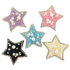 Delicate Embroidery Beaded Star Applique Patch,Rhinestone Stars Patch Supplies for Coat,T-Shirt,Costume Decorative Applique Patches