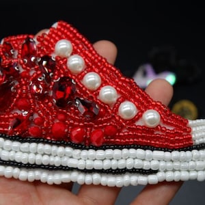 Shoes Embroidery Beaded Sequined Applique Patch,Beaded Shoes Patch Supplies for Coat,T-Shirt,Costume Decorative Appliques Patch