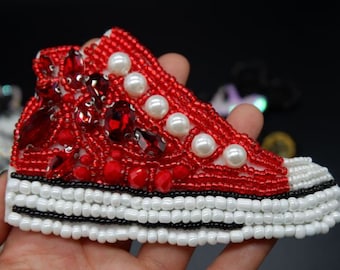 Shoes Embroidery Beaded Sequined Applique Patch,Beaded Shoes Patch Supplies for Coat,T-Shirt,Costume Decorative Appliques Patch