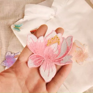 Delicate Embroidery Colorful Flower Iron on Applique Patch,Vintage Floral Patch for Clothing,Dress Decorative Appliques Patches (14 colors)