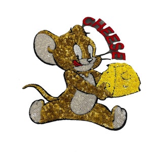 Appliqué met muis lovertjes, paillettenpatch, pailletten patch Benodigdheden voor jas, T-shirt, kostuum decoratieve applicaties patches