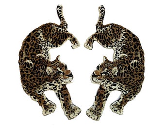 A Pair of Leopard Embroidered Applique Patch,Embroidery Leopard Patch for Clothing or Dress,Decorative Embroidery Appliques Patches