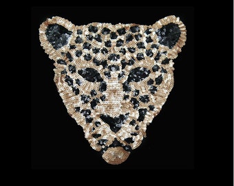 Huge Leopard Sequined Applique Patch,Paillette Patch,Sequins Patch Supplies for Coat,T-Shirt,Costume Decoration