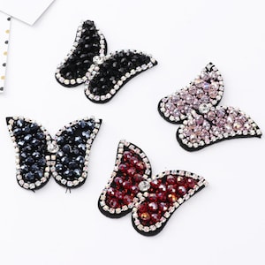 Butterfly Embroidery Beaded Sequined Applique Patch,Rhinestone Butterfly Patch Supplies for Coat,T-Shirt,Costume Decorative Appliques Patch