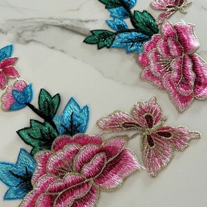 2 Pieces Embroidered Flower Applique Patch,Vintage Floral Supplies Patch for Clothing or Dress,Decorations Embroidery Flower Appliques