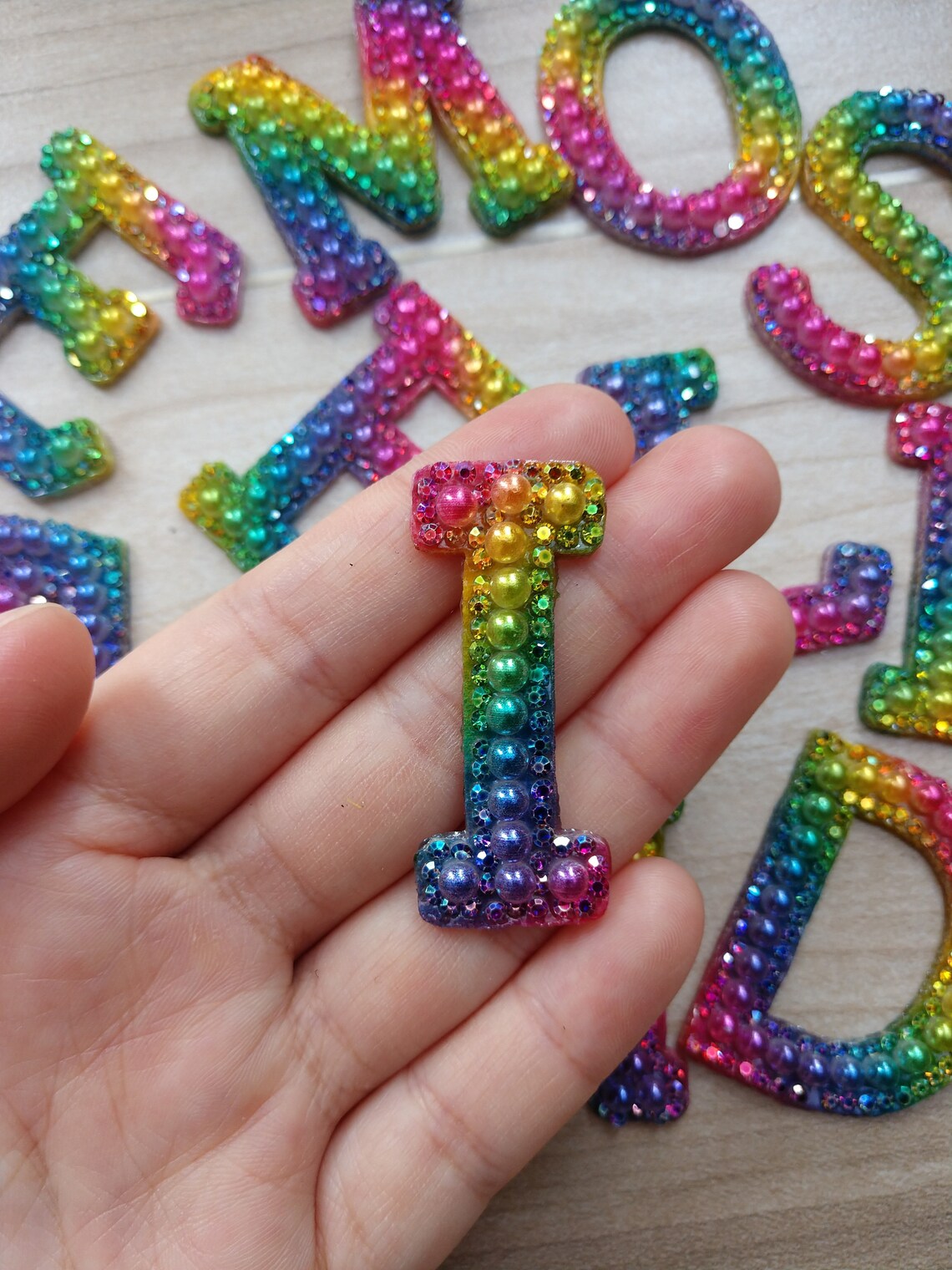 Colorful Pearl and Rhinestone Letters Iron on Applique Etsy