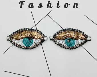 A Pair of Embroidery Rhinestone Eye Sequined Applique Patch,Beaded Eyes Patch Supplies for Coat,T-Shirt,Costume Decorative Appliques Patch