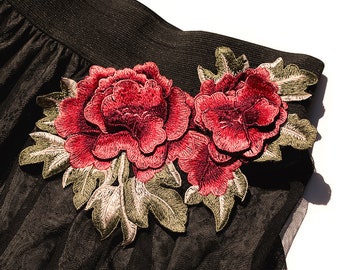 Delicate Embroidered 3D Flower Applique Patch,Vintage Floral Patch for Clothing or Dress, Decorative Embroidery Applique