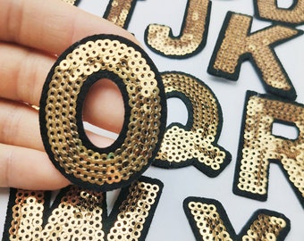 Toppa Toppe Patch applicazioni strass toppe lettere alfabeto termoadesive M 8-10 cm
