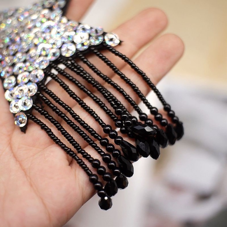 Delicate Embroidery Beaded Star Applique Patchsequined Star Etsy