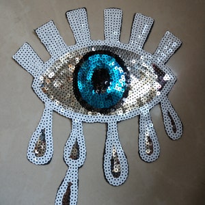 Delicate Eye Sequined Applique Patch,Paillette Patch,Sequins Eyes Patch Supplies for Coat,T-Shirt,Costume Decorative Appliques Patches