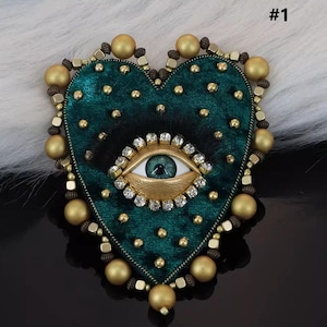 Various Eye Embroidery Rhinestone Applique Patch,Beaded Heart Patch Supplies for Coat,T-Shirt,Costume Decorative Applique Patches (8 kinds)
