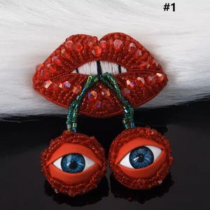 Delicate Embroidery Beaded Mouth Applique Patch,Beaded Eye Patch Supplies for Coat,T-Shirt,Costume Decorative Applique Patches