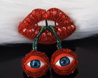 Delicate Embroidery Beaded Mouth Applique Patch,Beaded Eye Patch Supplies for Coat,T-Shirt,Costume Decorative Applique Patches